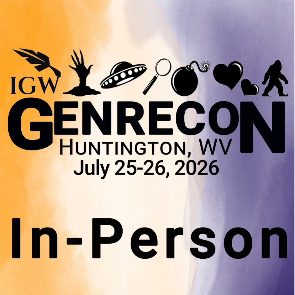 IGW GenreCon logo which includes icons for horror, sci-fi, mystery, thriller, romance, paranormal