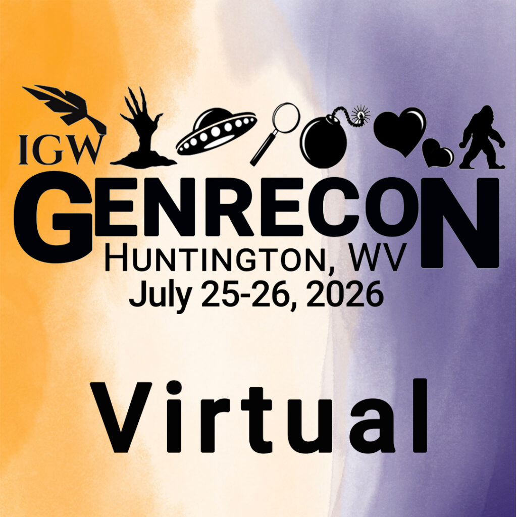 IGW GenreCon logo which features icons for horror, sci fi, mystery, thriller, romance, and paranormal